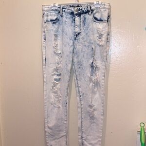 Forever 21 Acid Wash Distressed Jeans